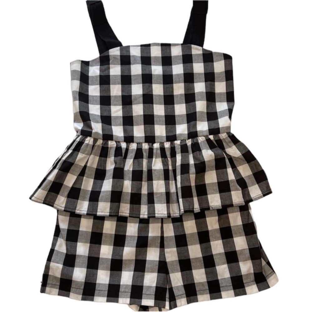 Kate Spade Romper Black & White Gingham NWT Girls Size 8